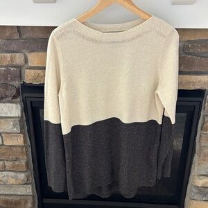 Apt. 9 Cream and Brown Crew Neck Sweater